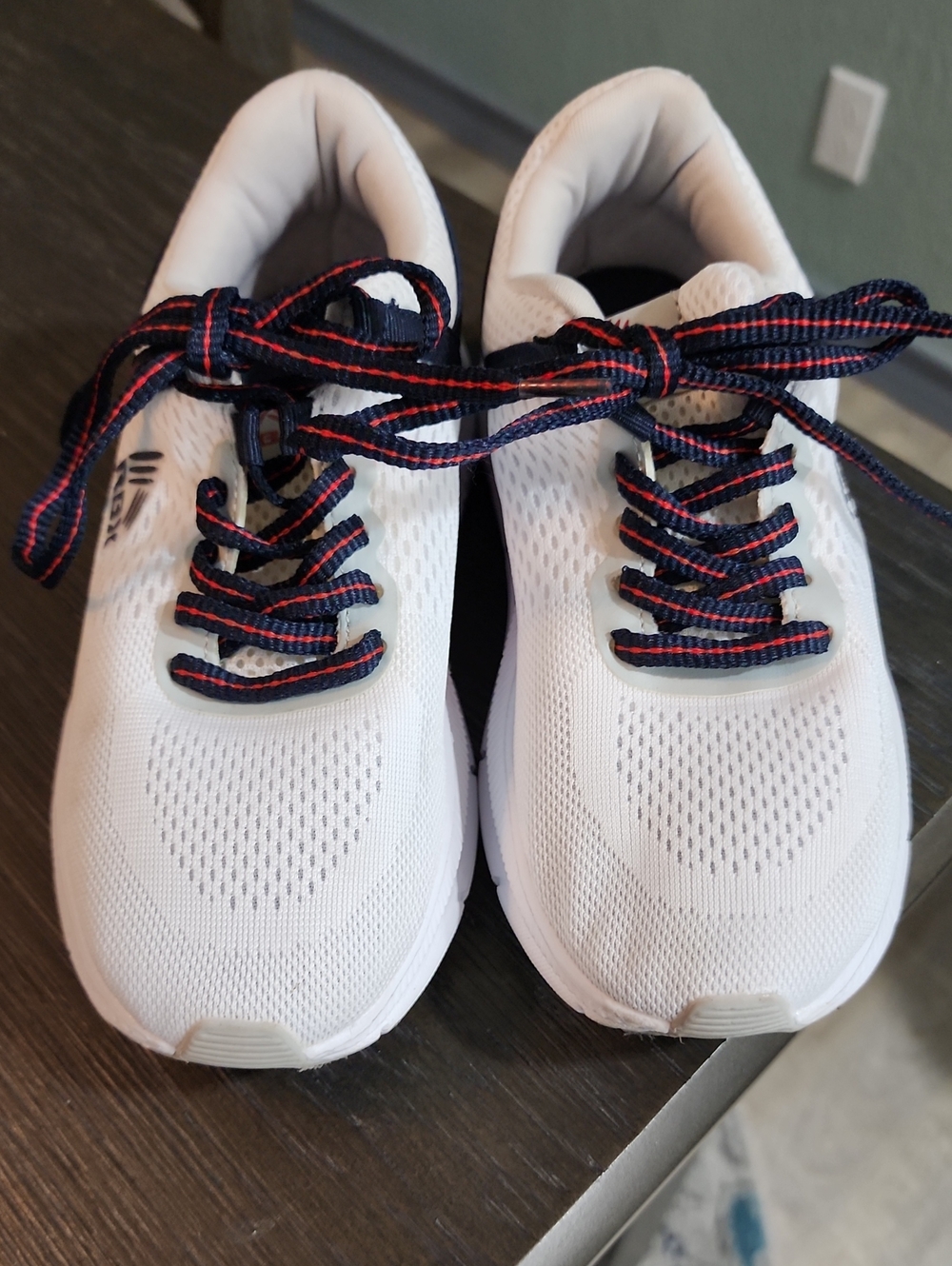 RBX White Kids Sneakers with Navy and Red Laces